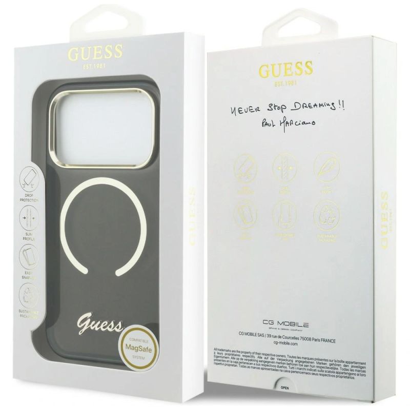 Etui Guess IML Script Metal MagSafe na iPhone 17 Pro Max - czarne - obrazek 8