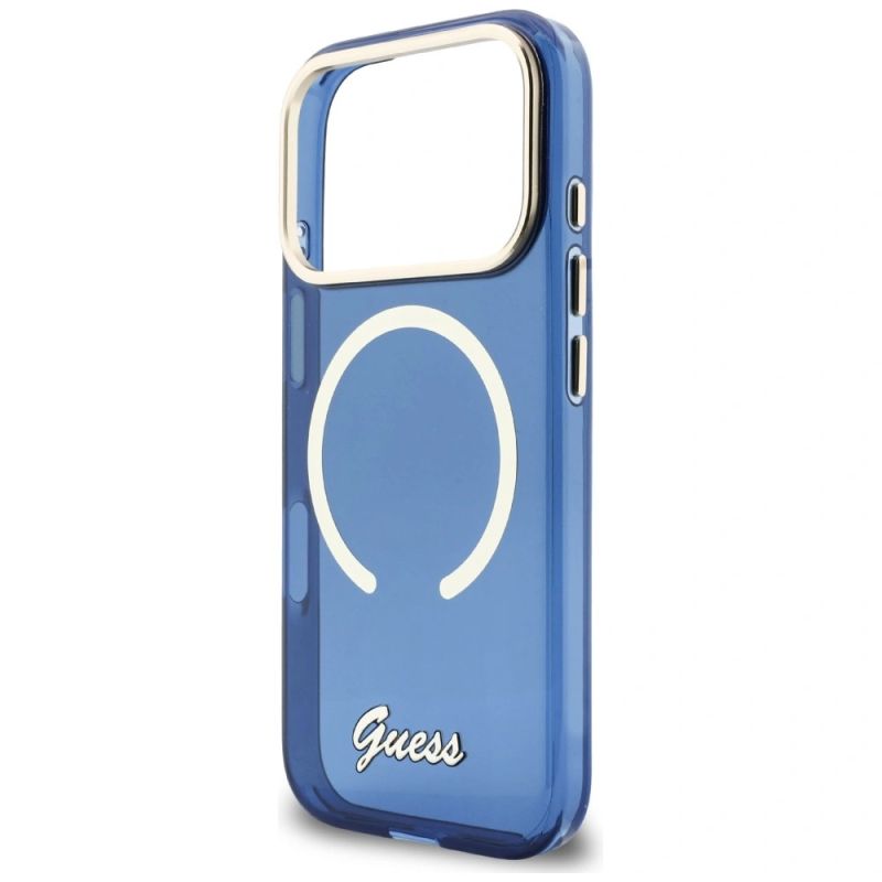 Etui Guess IML Script Metal MagSafe na iPhone 17 Pro Max - niebieskie - obrazek 6