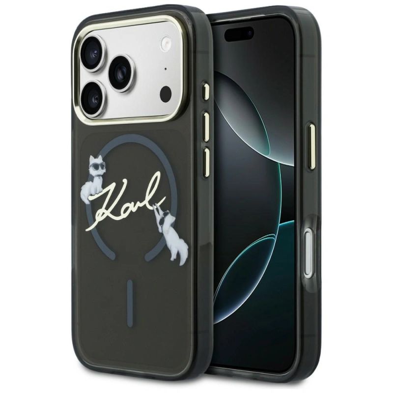 Etui Karl Lagerfeld IML Choupettes Karl Script Logo MagSafe na iPhone 17 Pro Max - czarne
