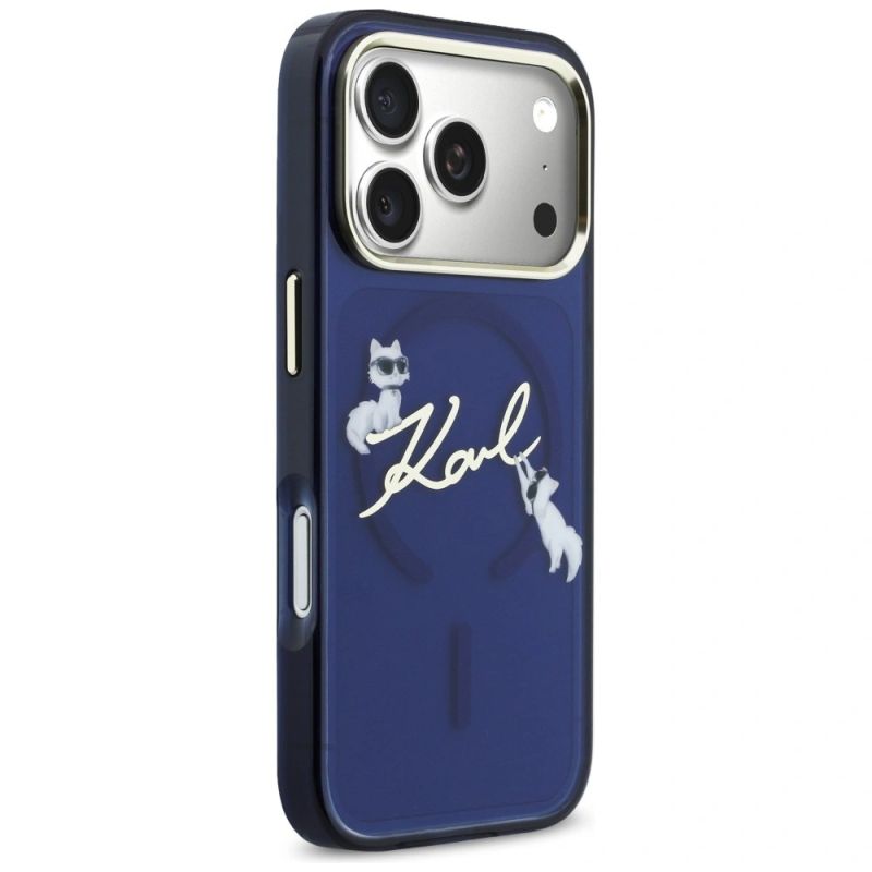 Etui Karl Lagerfeld IML Choupettes Karl Script Logo MagSafe na iPhone 17 Pro Max - niebieskie - obrazek 4
