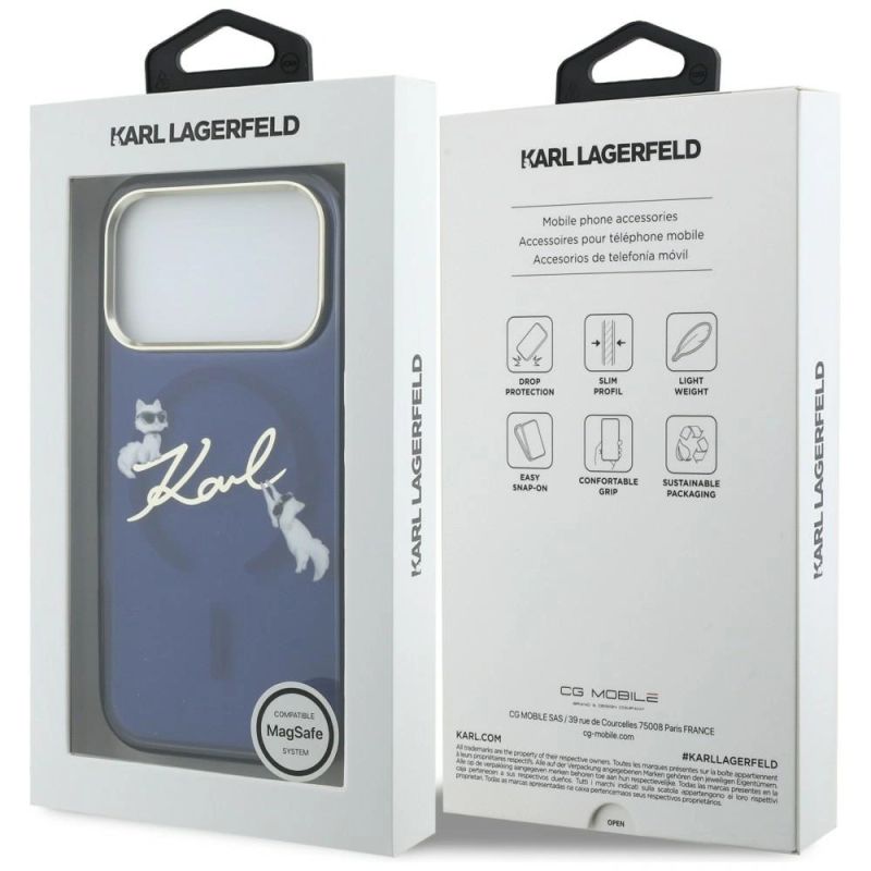 Etui Karl Lagerfeld IML Choupettes Karl Script Logo MagSafe na iPhone 17 Pro Max - niebieskie - obrazek 8