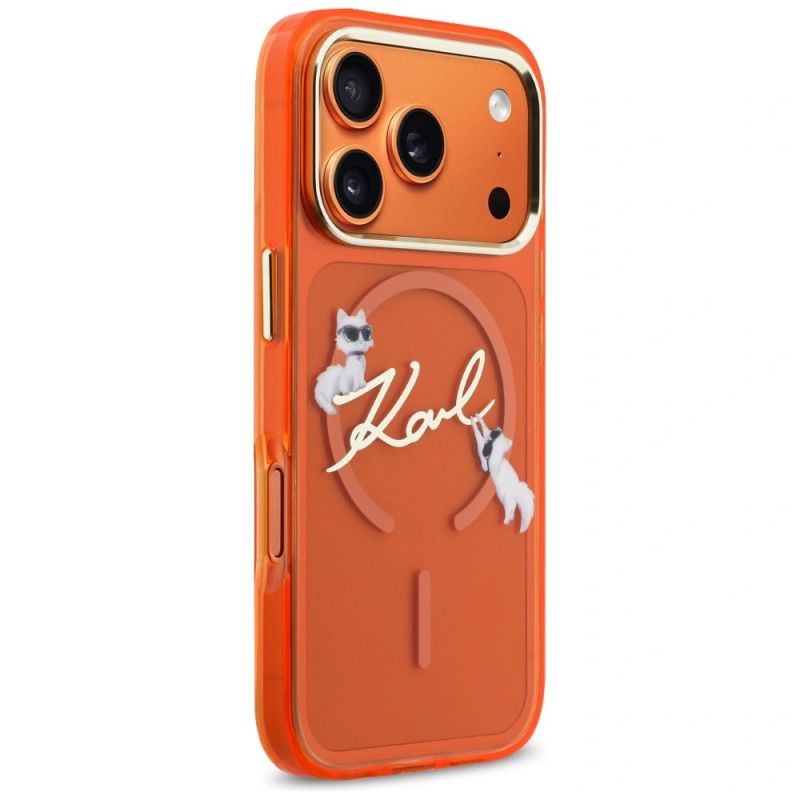 Etui Karl Lagerfeld IML Choupettes Karl Script Logo MagSafe na iPhone 17 Pro Max - pomarańczowe - obrazek 4