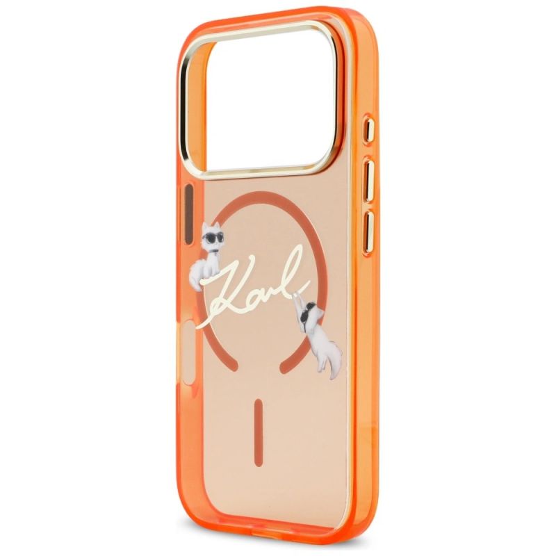 Etui Karl Lagerfeld IML Choupettes Karl Script Logo MagSafe na iPhone 17 Pro Max - pomarańczowe - obrazek 6