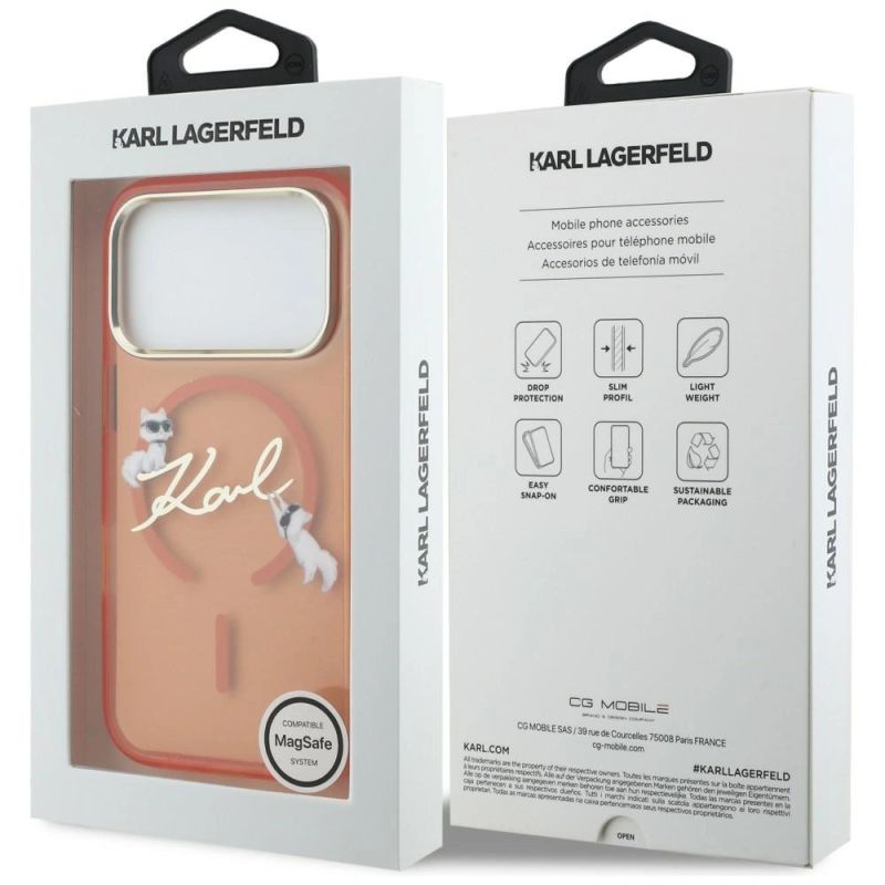 Etui Karl Lagerfeld IML Choupettes Karl Script Logo MagSafe na iPhone 17 Pro Max - pomarańczowe - obrazek 8