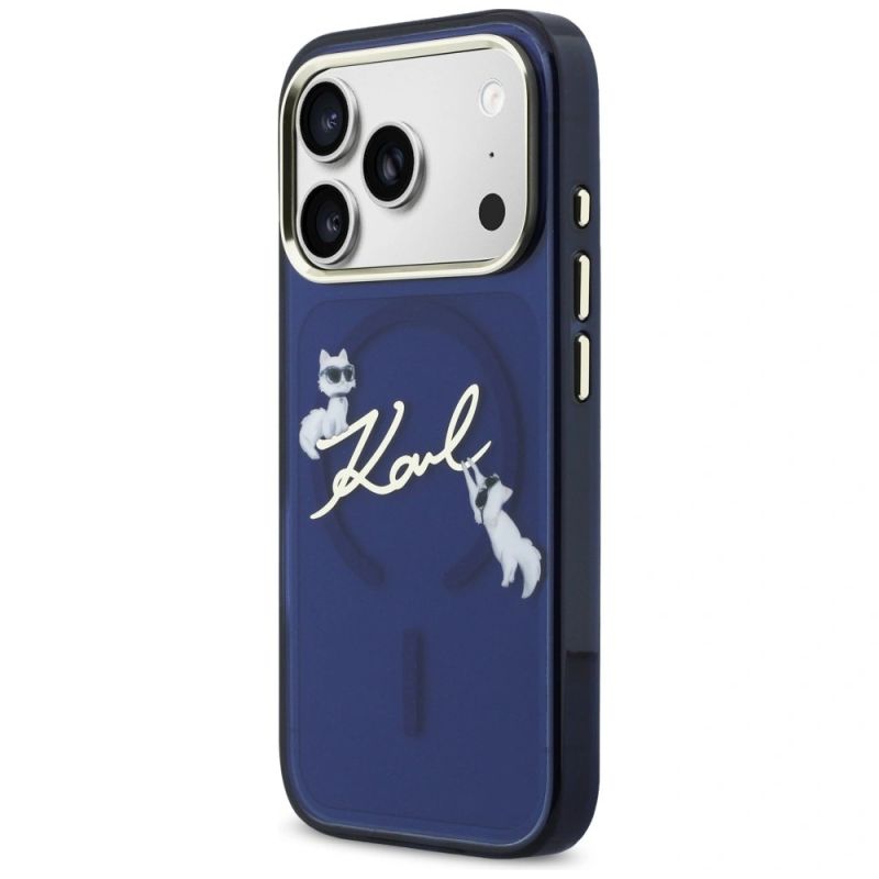 Etui Karl Lagerfeld IML Choupettes Karl Script Logo MagSafe na iPhone 17 Pro - niebieskie - obrazek 2