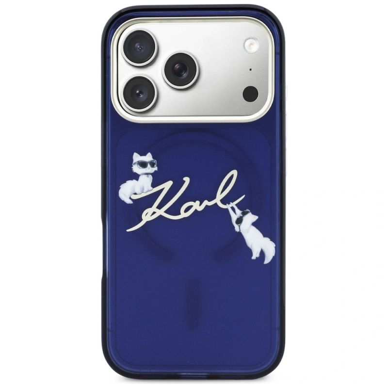 Etui Karl Lagerfeld IML Choupettes Karl Script Logo MagSafe na iPhone 17 Pro - niebieskie - obrazek 3