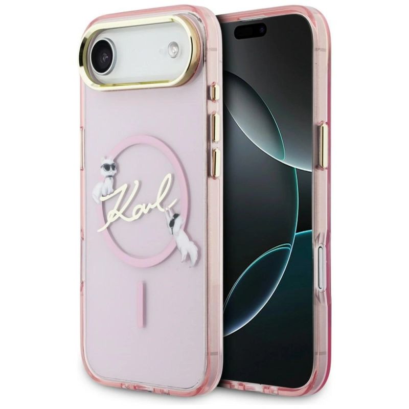 Etui Karl Lagerfeld IML Choupettes Karl Script Logo MagSafe na iPhone Air - różowe
