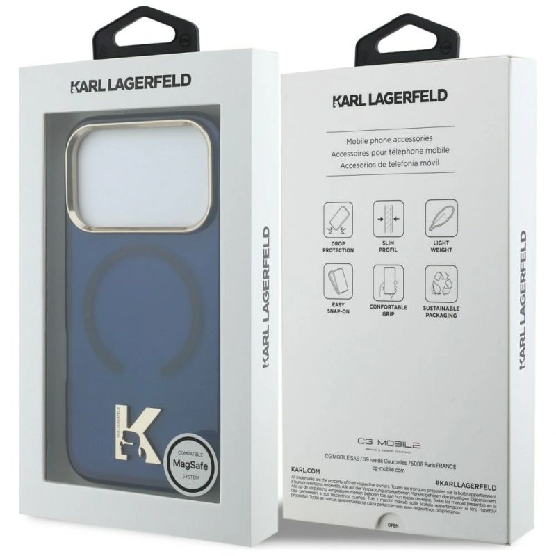 Etui Karl Lagerfeld IML K Head Logo MagSafe na iPhone 17 Pro - niebieskie - obrazek 8