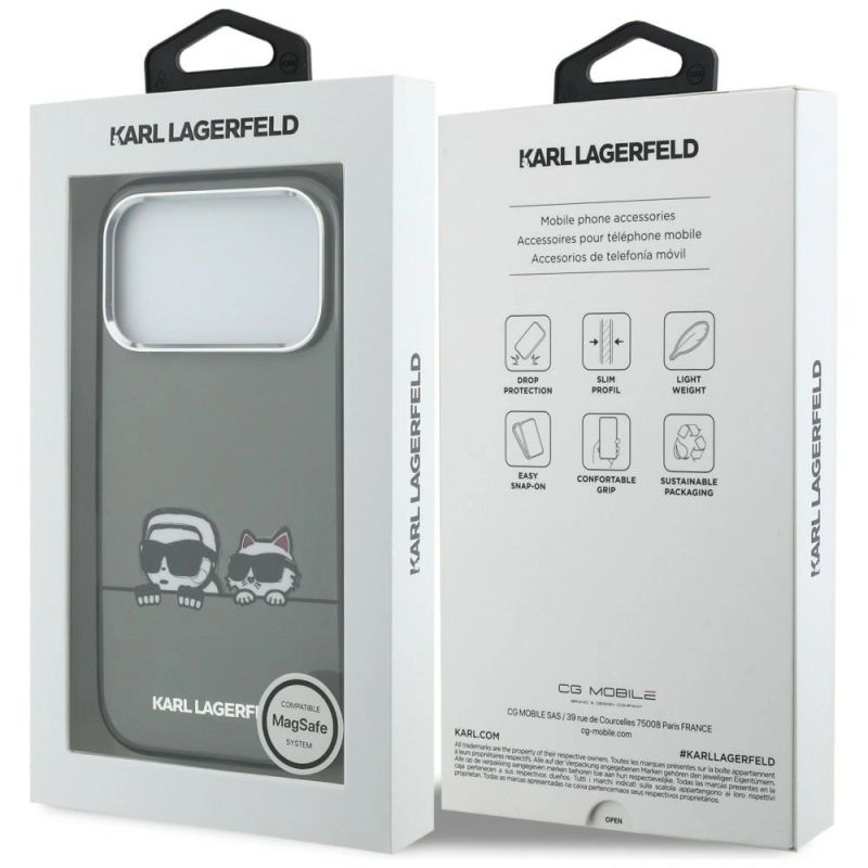 Etui Karl Lagerfeld IML Karl & Choupette Peekaboo Logo MagSafe na iPhone 17 Pro - czarne - obrazek 8
