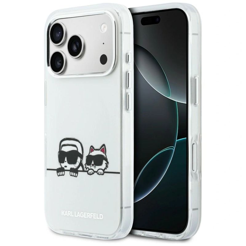 Etui Karl Lagerfeld IML Karl & Choupette Peekaboo Logo MagSafe na iPhone 17 Pro Max - białe
