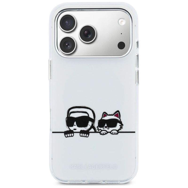Etui Karl Lagerfeld IML Karl & Choupette Peekaboo Logo MagSafe na iPhone 17 Pro Max - białe - obrazek 3