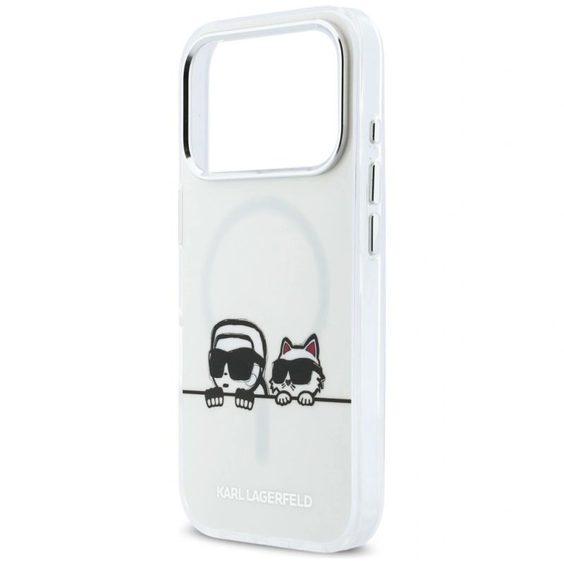 Etui Karl Lagerfeld IML Karl & Choupette Peekaboo Logo MagSafe na iPhone 17 Pro Max - białe - obrazek 6