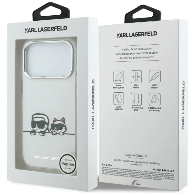 Etui Karl Lagerfeld IML Karl & Choupette Peekaboo Logo MagSafe na iPhone 17 Pro Max - białe - obrazek 8