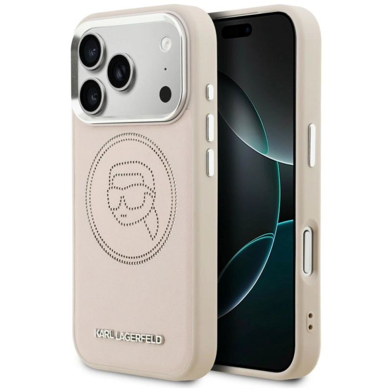 Etui Karl Lagerfeld K Head Point Logo MagSafe na iPhone 17 Pro - różowe