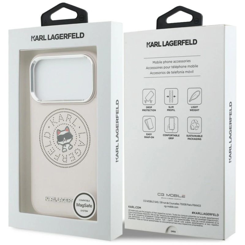 Etui Karl Lagerfeld Point & Choupette Sketch MagSafe na iPhone 17 Pro Max - różowe - obrazek 8