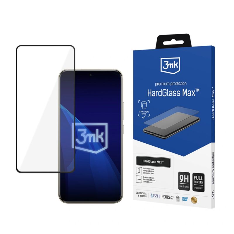 Wzmocnione szkło hartowane na cały ekran 3mk HardGlass Max Black na Xiaomi Redmi Note 15 Pro+ 5G - obrazek 2
