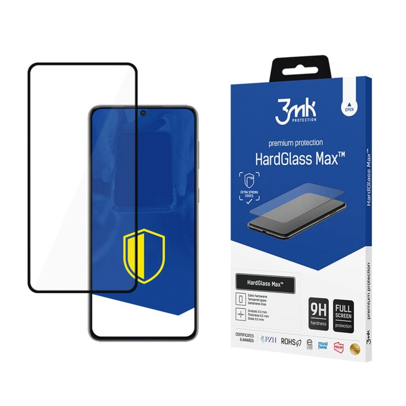 Wzmocnione szkło hartowane na cały ekran 3mk HardGlass Max Black na Samsung Galaxy S21+ 5G