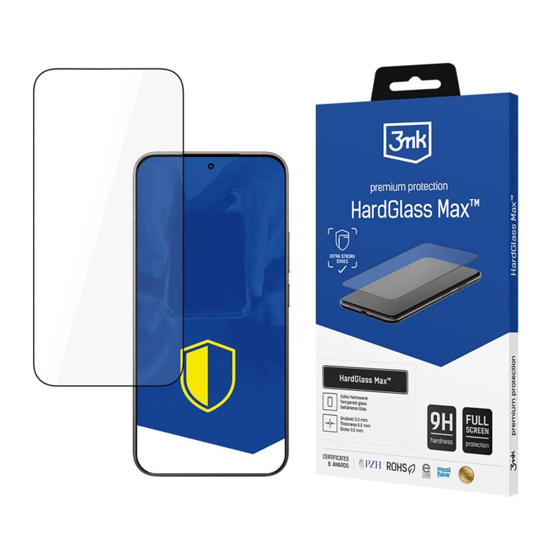 Wzmocnione szkło hartowane na cały ekran 3mk HardGlass Max Black na Xiaomi 15T 5G / 15T Pro 5G