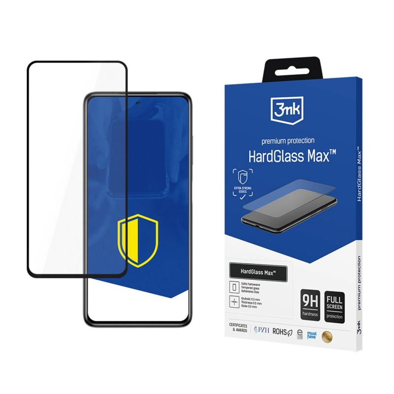 Wzmocnione szkło hartowane na cały ekran 3mk HardGlass Max Black na Xiaomi Poco X3