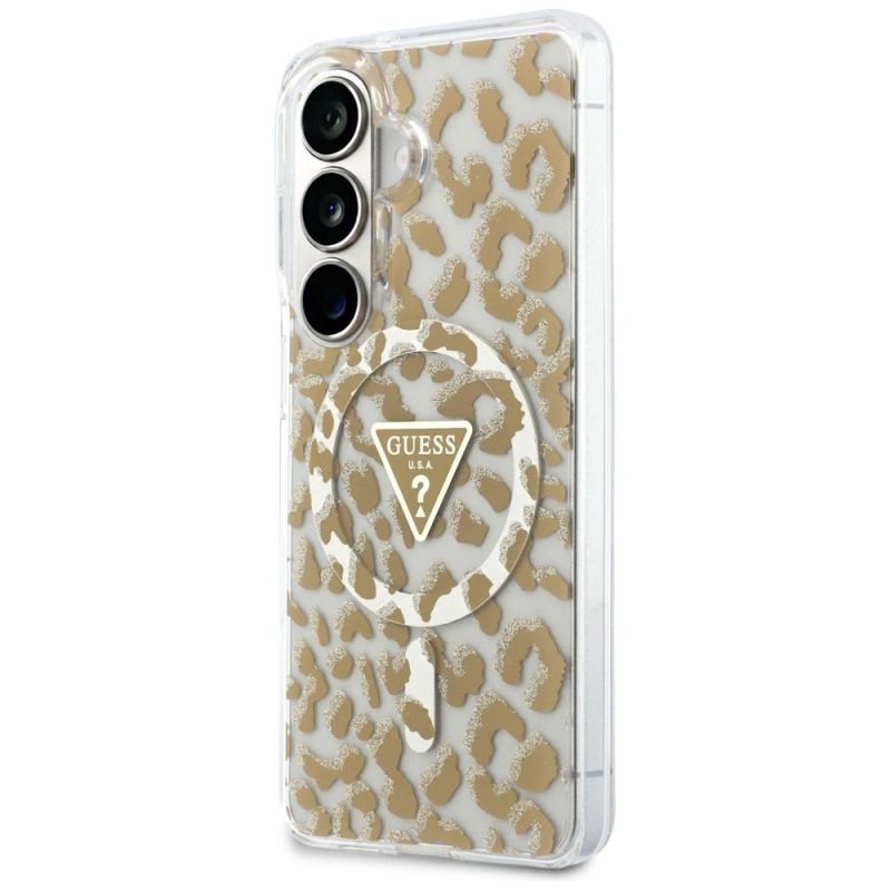 Etui Guess IML Leopard Print Triangle MagSafe na Samsung Galaxy S26 - brązowe - obrazek 2