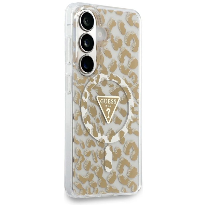 Etui Guess IML Leopard Print Triangle MagSafe na Samsung Galaxy S26 - brązowe - obrazek 4
