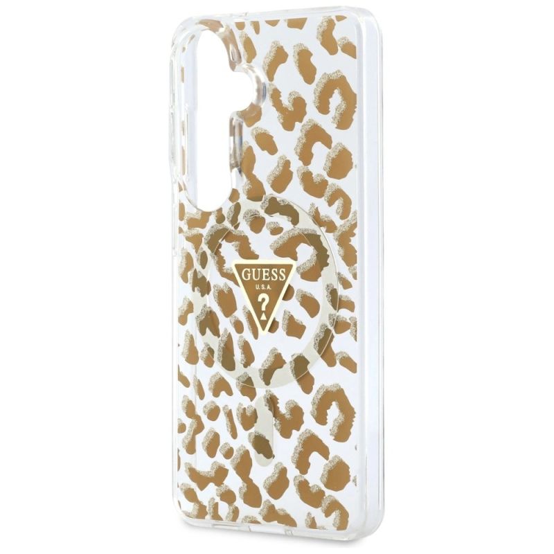 Etui Guess IML Leopard Print Triangle MagSafe na Samsung Galaxy S26 - brązowe - obrazek 6