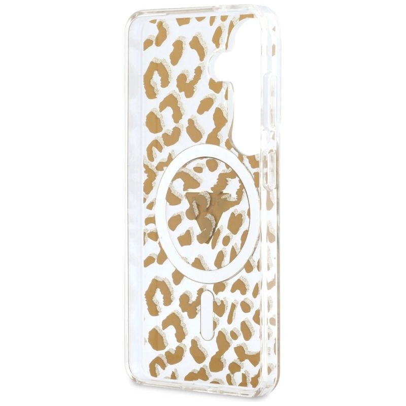 Etui Guess IML Leopard Print Triangle MagSafe na Samsung Galaxy S26 - brązowe - obrazek 7
