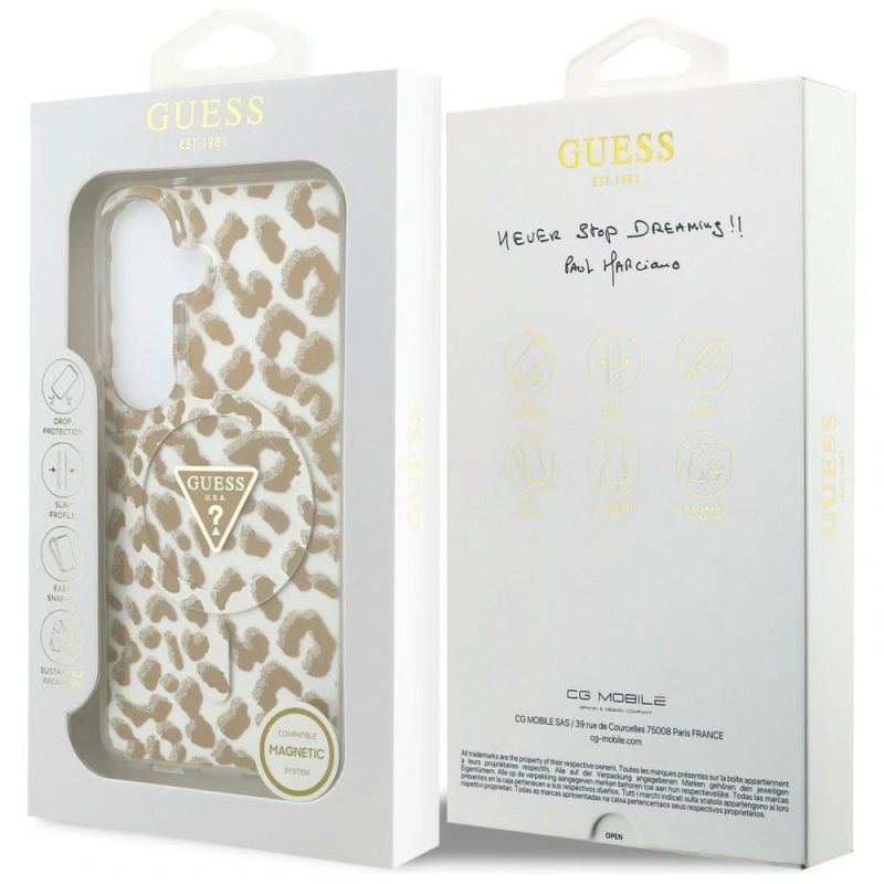 Etui Guess IML Leopard Print Triangle MagSafe na Samsung Galaxy S26 - brązowe - obrazek 8