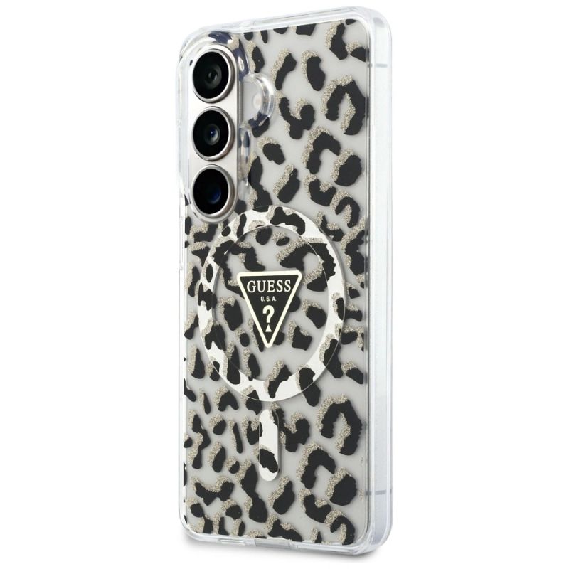 Etui Guess IML Leopard Print Triangle MagSafe na Samsung Galaxy S26 - czarne - obrazek 2