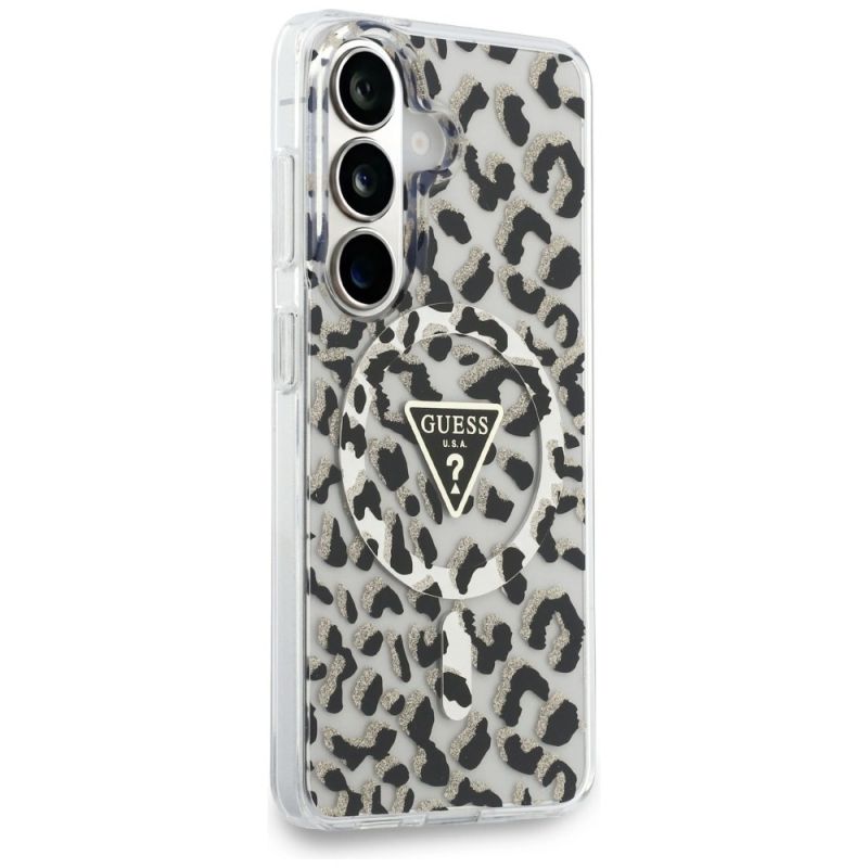 Etui Guess IML Leopard Print Triangle MagSafe na Samsung Galaxy S26 - czarne - obrazek 4