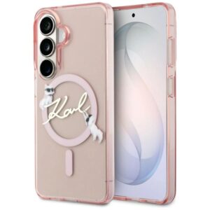 Etui Karl Lagerfeld IML KC Script MagSafe na Samsung Galaxy S26 - różowe