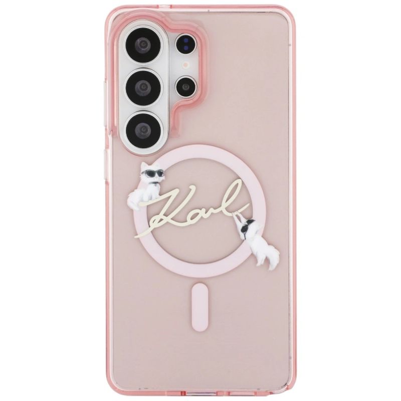 Etui Karl Lagerfeld IML KC Script MagSafe na Samsung Galaxy S26 Ultra - różowe - obrazek 3