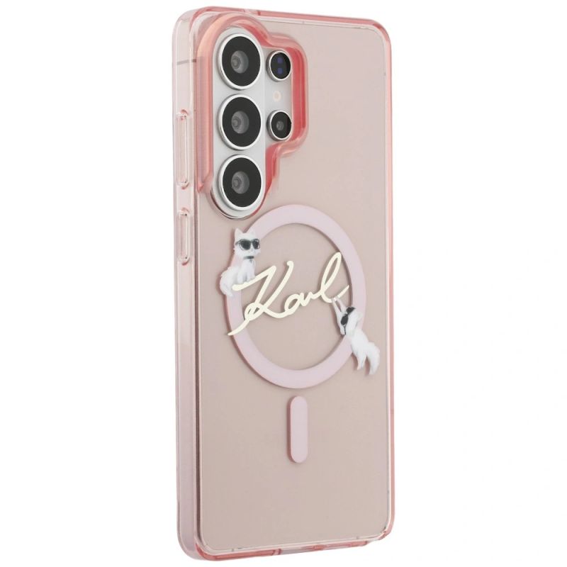Etui Karl Lagerfeld IML KC Script MagSafe na Samsung Galaxy S26 Ultra - różowe - obrazek 4