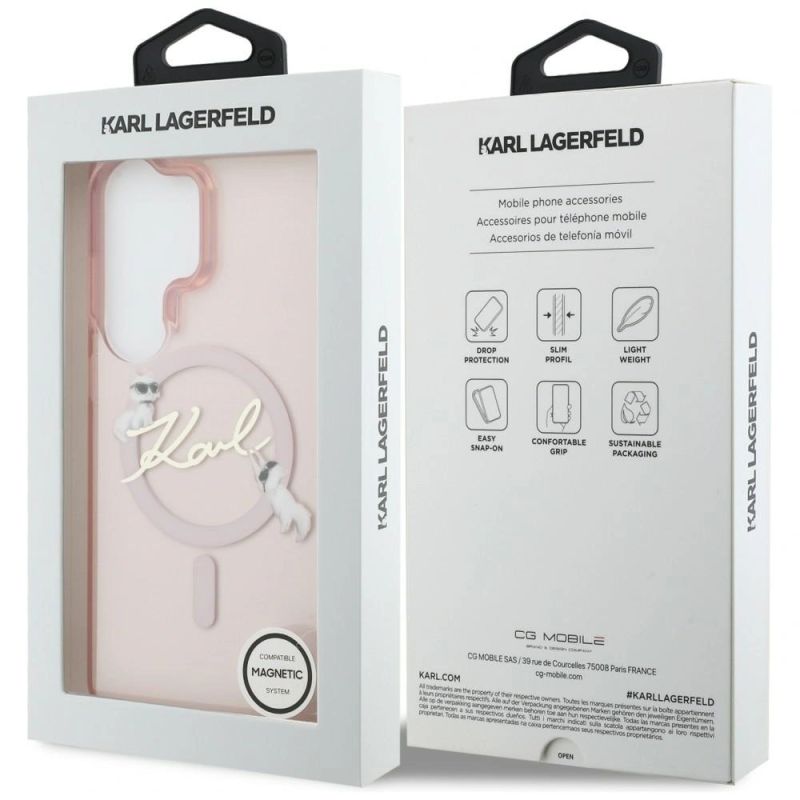 Etui Karl Lagerfeld IML KC Script MagSafe na Samsung Galaxy S26 Ultra - różowe - obrazek 8