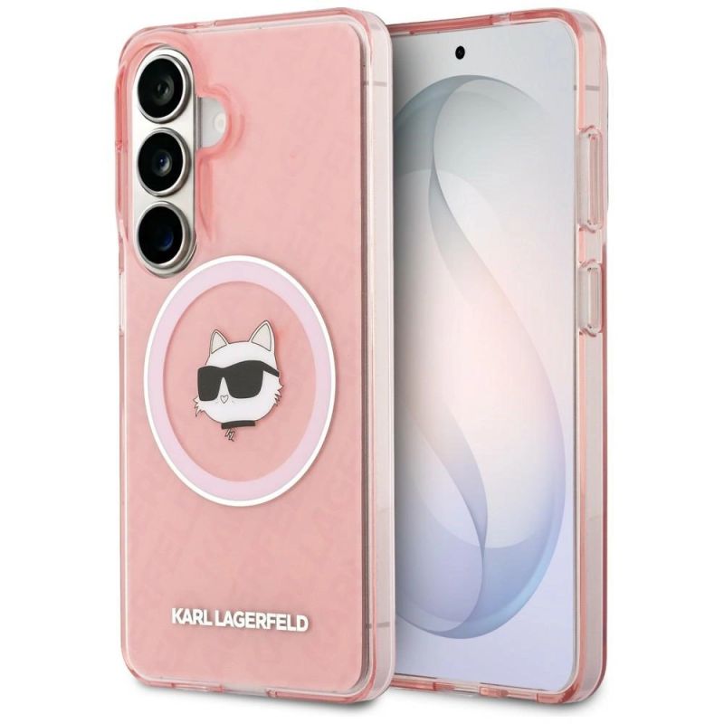 Etui Karl Lagerfeld IML Repeated Choupette MagSafe na Samsung Galaxy S26 Plus - różowe