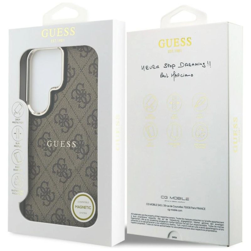 Etui Guess 4G Embossed Ring MagSafe na Samsung Galaxy S26 Ultra - brązowe - obrazek 8