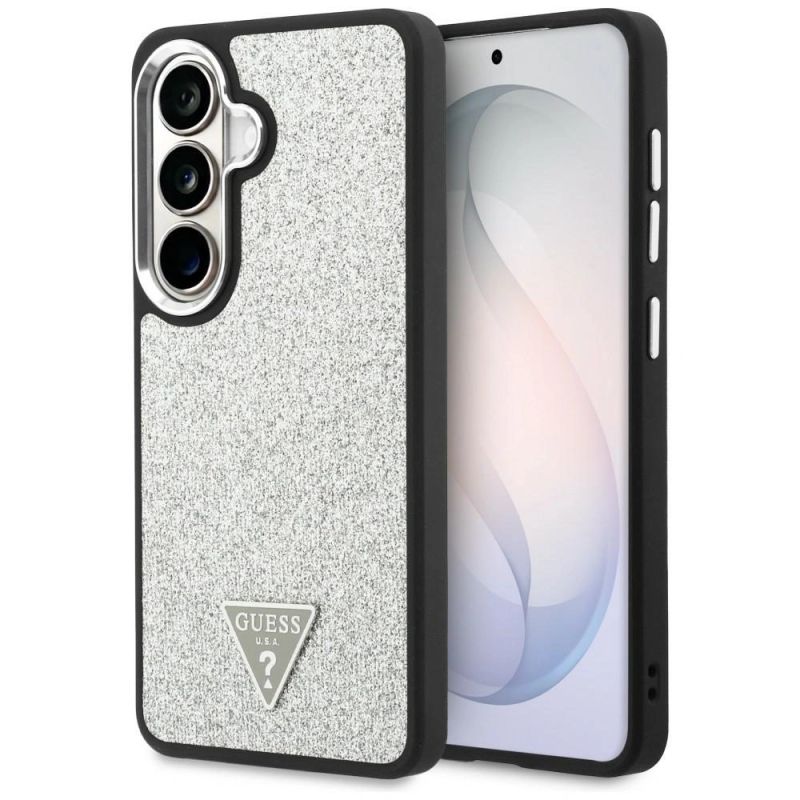 Etui Guess Fixed Glitter Triangle MagSafe na Samsung Galaxy S26 - srebrne