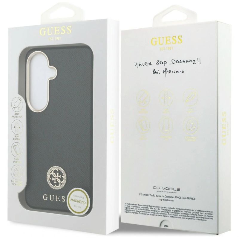 Etui Guess Rhinestone Round Logo MagSafe na Samsung Galaxy S26 - czarne - obrazek 8