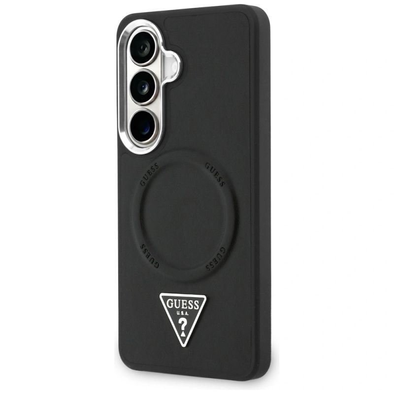 Etui Guess Embossed Ring Triangle Logo MagSafe na Samsung Galaxy S26 - czarne - obrazek 2