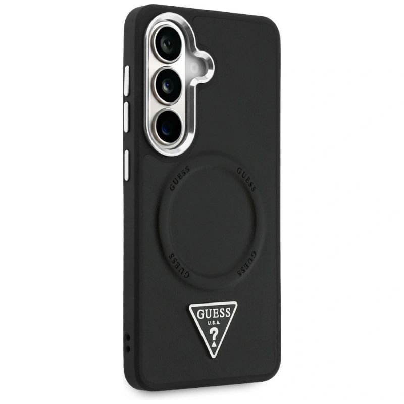 Etui Guess Embossed Ring Triangle Logo MagSafe na Samsung Galaxy S26 - czarne - obrazek 4
