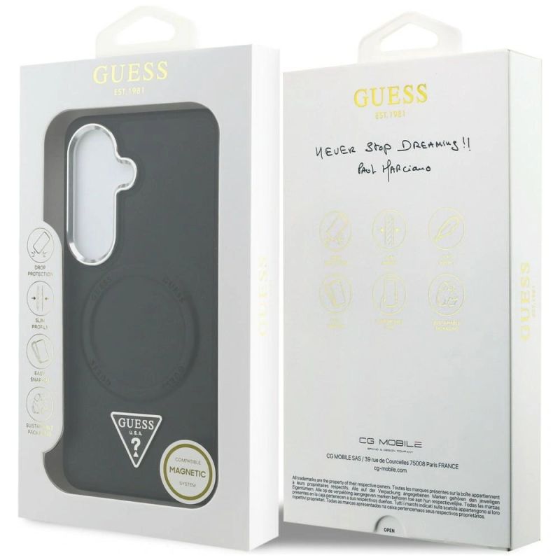 Etui Guess Embossed Ring Triangle Logo MagSafe na Samsung Galaxy S26 - czarne - obrazek 8