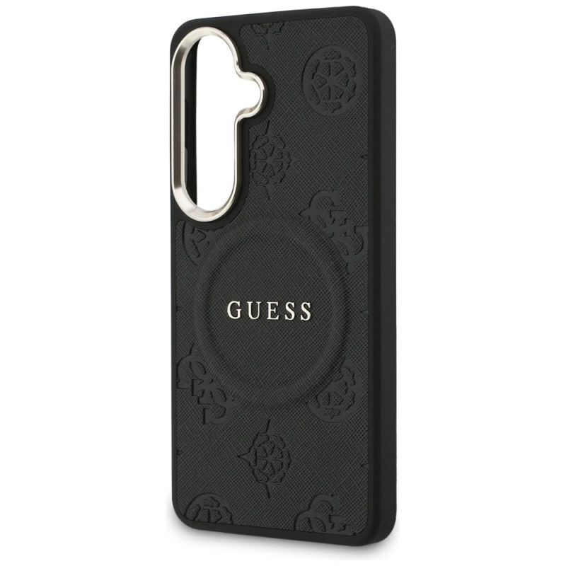 Etui Guess Saffiano Peony Embossed Ring MagSafe na Samsung Galaxy S26 - czarne - obrazek 6