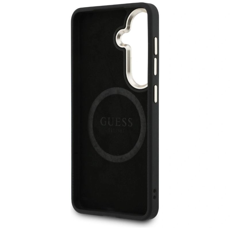 Etui Guess Saffiano Peony Embossed Ring MagSafe na Samsung Galaxy S26 - czarne - obrazek 7