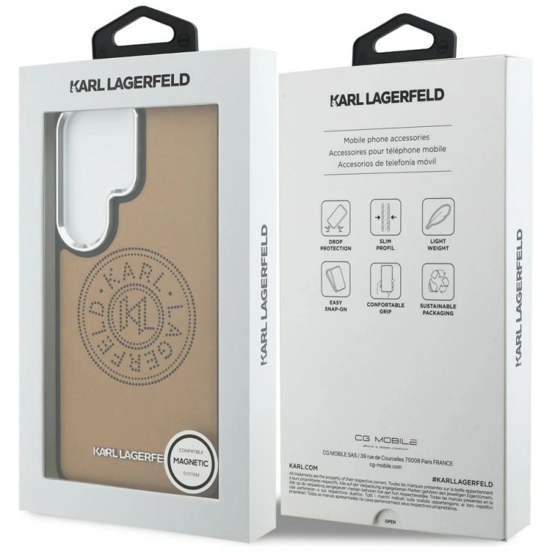 Etui Karl Lagerfeld Perforated KL MagSafe na Samsung Galaxy S26 Ultra - brązowe - obrazek 8