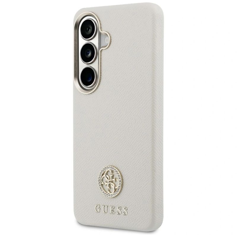 Etui Guess Rhinestone Round Logo MagSafe na Samsung Galaxy S26+ - beżowe - obrazek 2