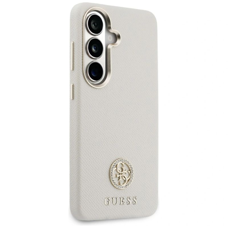 Etui Guess Rhinestone Round Logo MagSafe na Samsung Galaxy S26+ - beżowe - obrazek 4