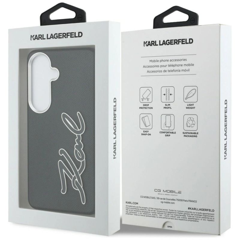 Etui Karl Lagerfeld Grained Signature Metal Resin Logo na Samsung Galaxy S26 - czarne - obrazek 8