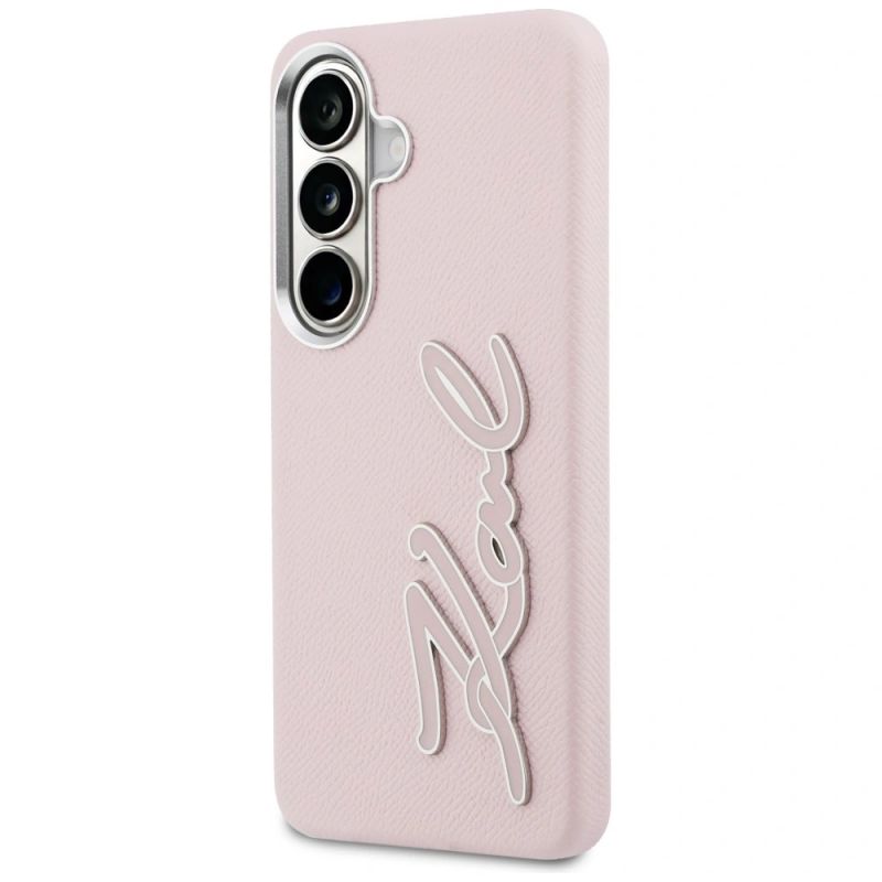 Etui Karl Lagerfeld Grained Signature Metal Resin Logo na Samsung Galaxy S26 - różowe - obrazek 2
