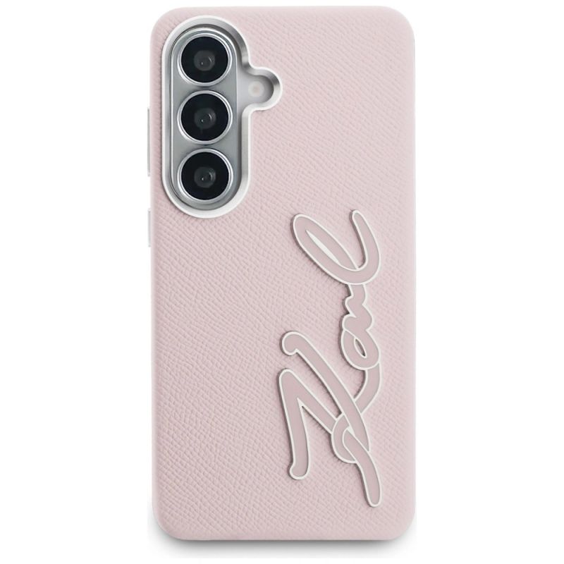 Etui Karl Lagerfeld Grained Signature Metal Resin Logo na Samsung Galaxy S26 - różowe - obrazek 3