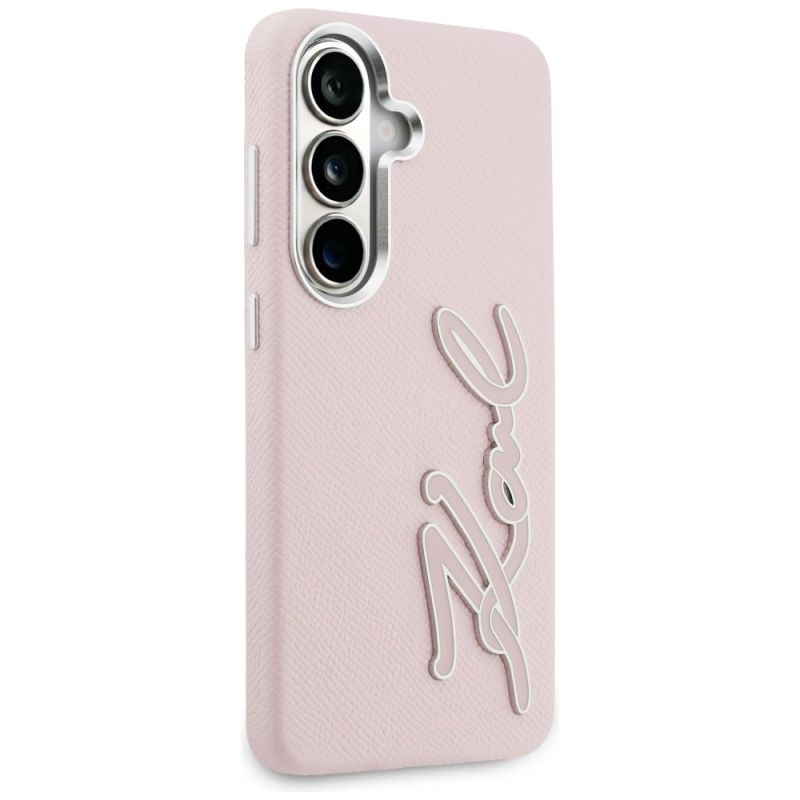 Etui Karl Lagerfeld Grained Signature Metal Resin Logo na Samsung Galaxy S26 - różowe - obrazek 4